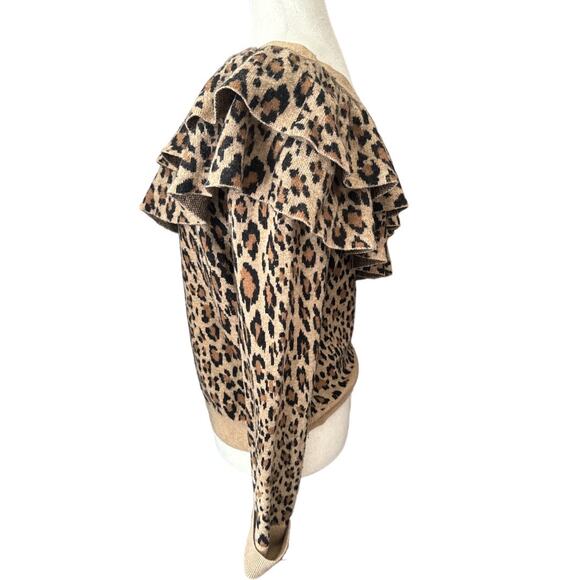 Frame Off Shoulders Leopard Ruffled Sweater S - Picture 6 of 9